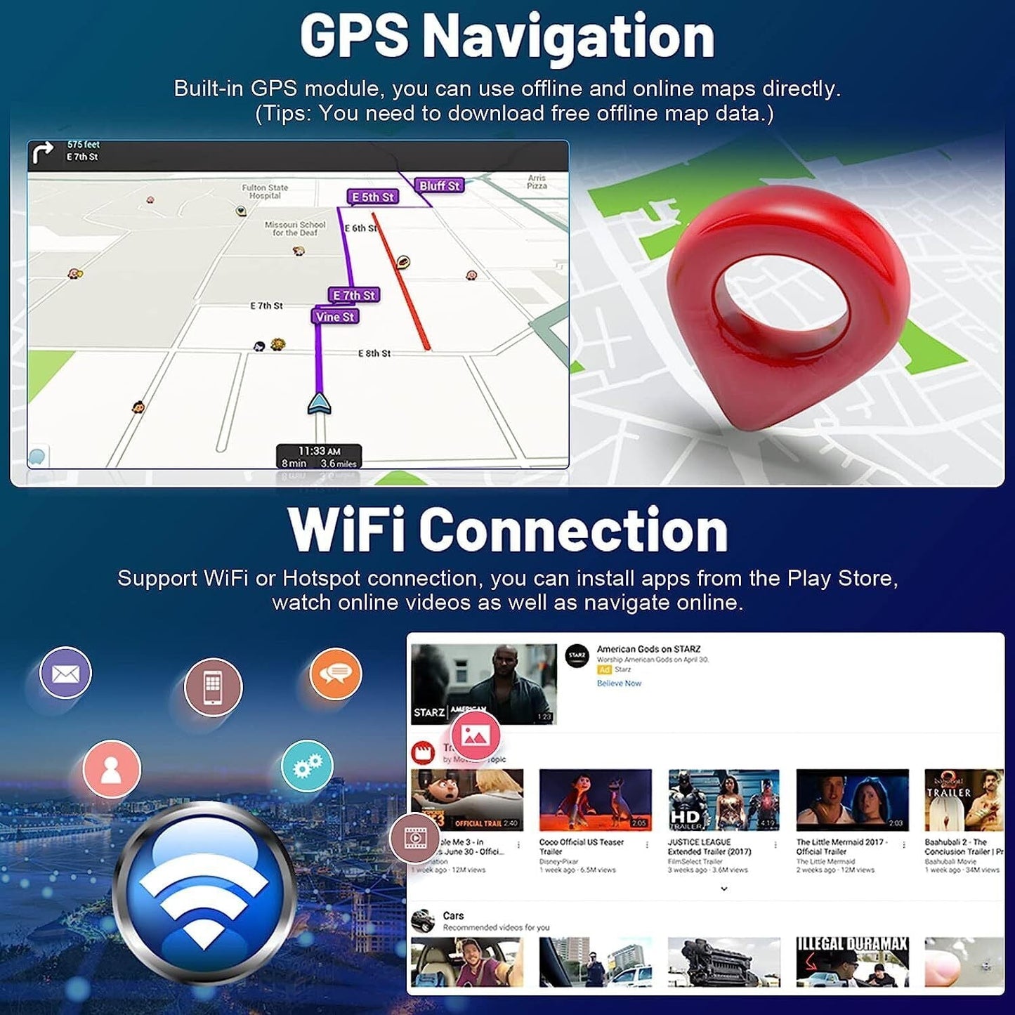 Gsuatey Android 13 Radio for Chevrolet Camaro 2008-2015 Wireless Carplay Android Auto 9 inch Car Stereo WiFi GPS Navigation A/C Controls SWC