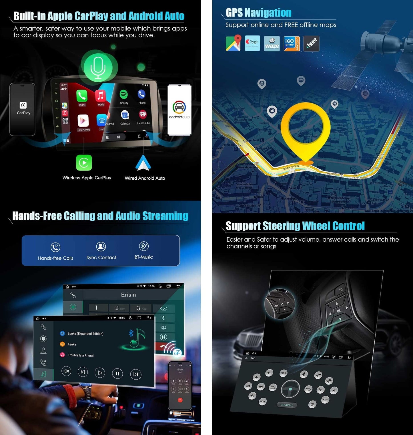 Mercedes-Benz Android Head Unit    Octa Core Android 13 Car Stereo Head Unit for Mercedes-Benz Smart Carplay IPS DSP Bluetooth Handsfree Wifi SWC DAB+ GPS SatNav DVR