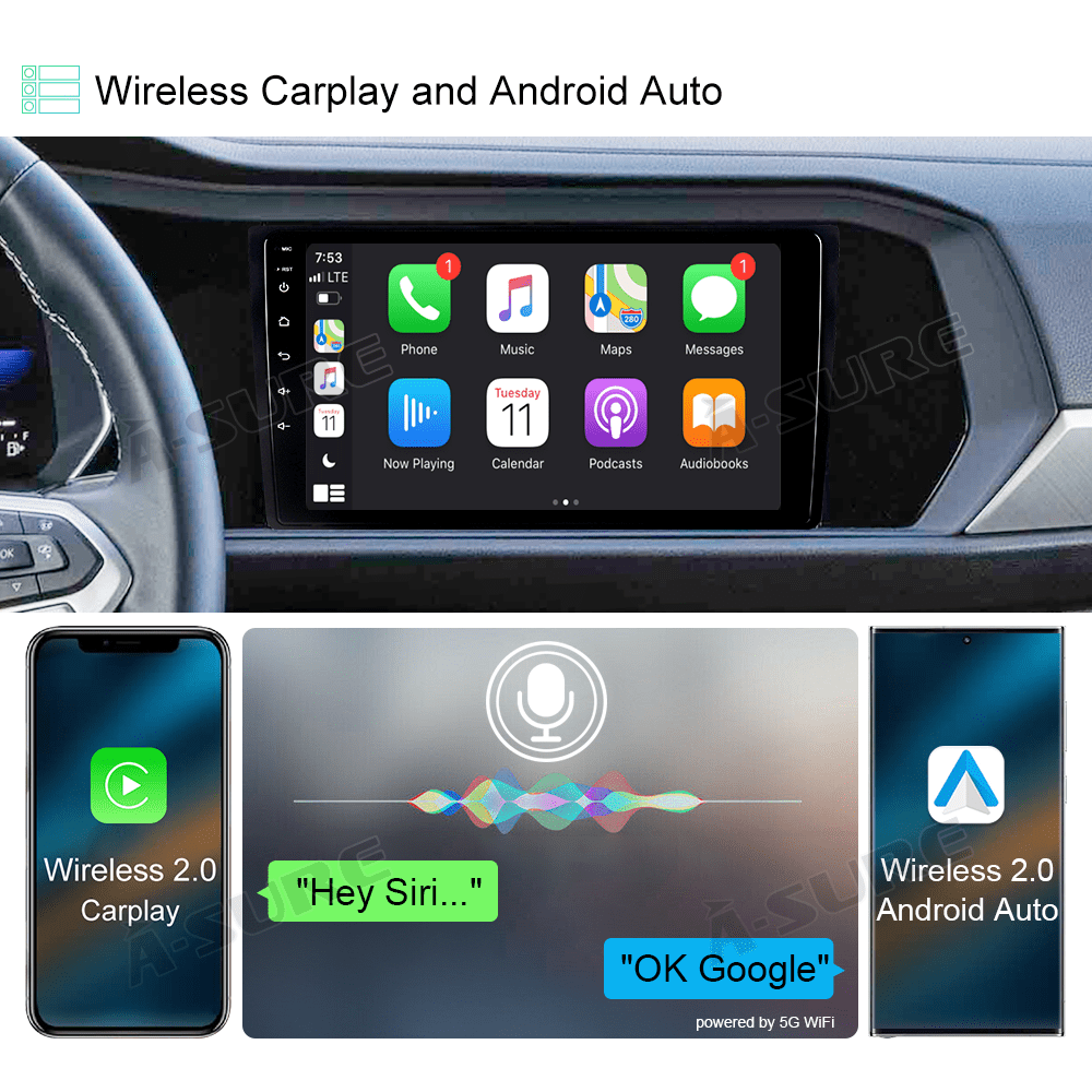 9" Android 13 Car Radio Stereo for VW Atlas Teramont Arteon Touran Tiguan Jetta Passat Wireless CarPlay GPS WiFi Bluetooth DSP SWC 2+32GB