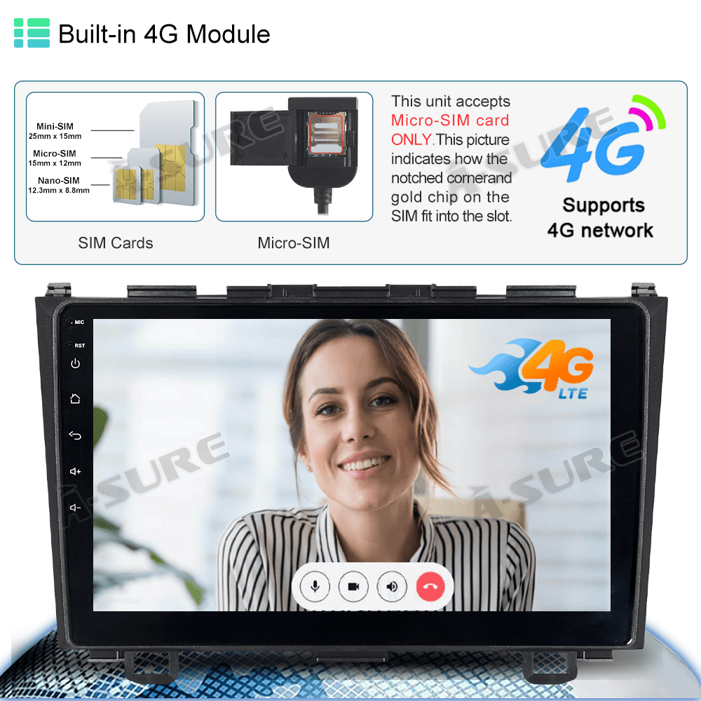 4+64GB Android 13 CarPlay Car Radio Stereo for Honda CR-V CRV 2007-2011 Bluetooth WiFi 4G LTE GPS DSP Honda Android host