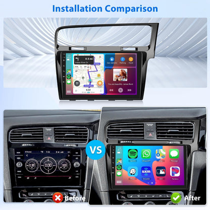 [2G 32G]Android Car Radio for VW Volkswagen Golf 7 2013-2018 with Wireless Carplay, 10.1 inch Touch Screen Car Stereo Android Auto GPS Navigation Bluetooth FM RDS GPS WIFI Backup Camera