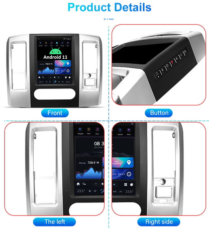 Smart Head Unit Dodge RAM 2008-2011 3 Front Seat Head Unit Android 11, 10.5" Inch Screen