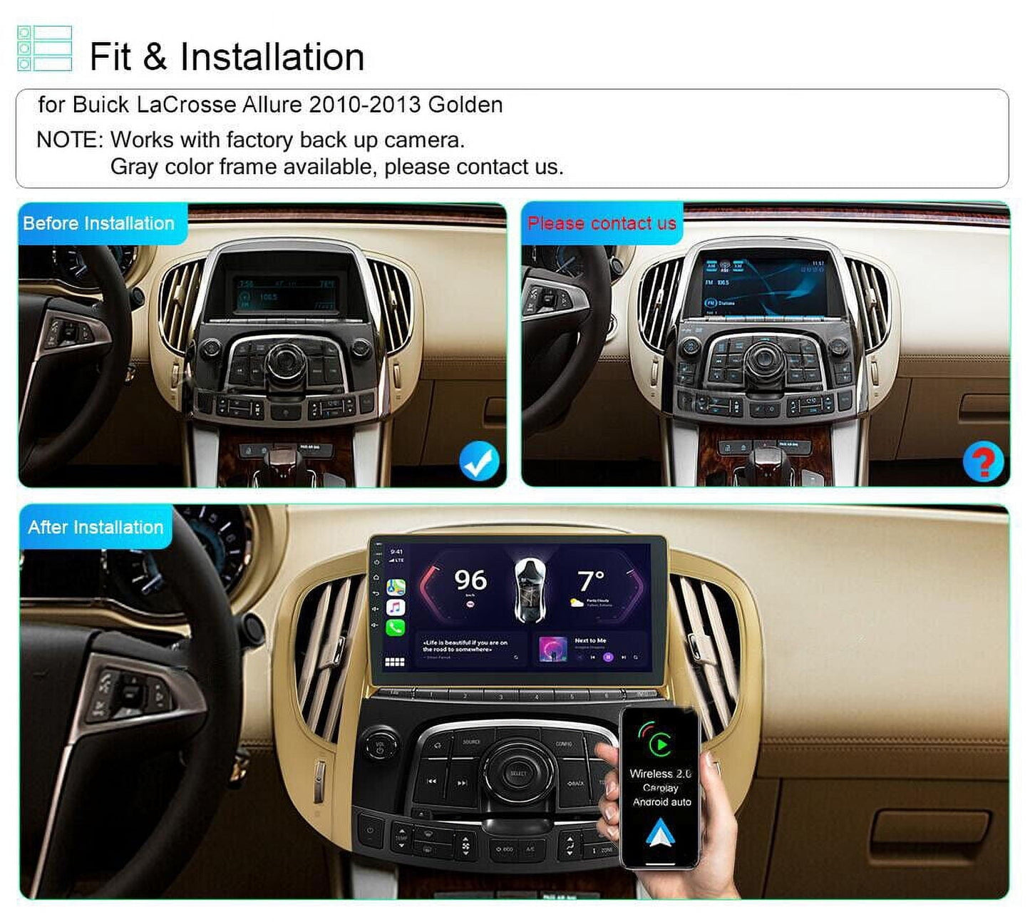 ZCARGE 9” Touch Screen Car Stereo Radio for Buick Lacrosse Allure 2010-2013 Android 13.0 CarPlay GPS Navigation Support BT HiFi WiFi RDS Camera Mic 2+32GB