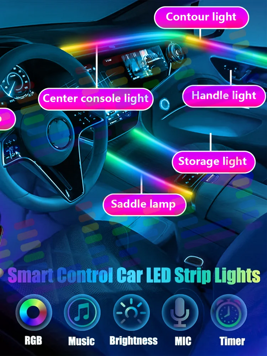 For Toyota Crown Car Interior Mood Ambient Light RGB 64-Color LED Smart Remote Control Atmosphere Lamp Energy Saving Kit