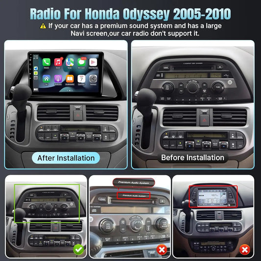 10.1" Wireless Car Stereo for Honda Odyssey 2005-2010 CarPlay Android Auto HD Touchscreen Car Radio with Rear Camera GPS WIFI FM