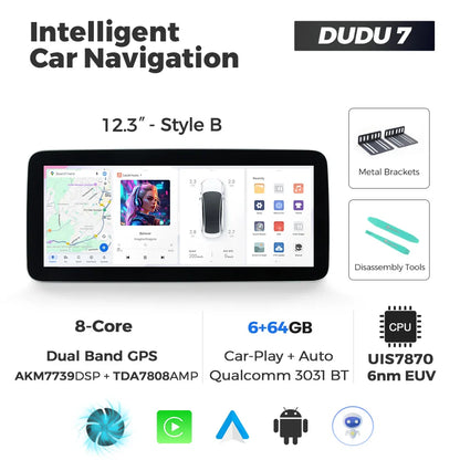 DUDUAUTO DUDU7 A7870 12.3-inch Universal Car Radio DVD Player Android 13 Wireless Carplay Navigation GPS Intelligent Systems