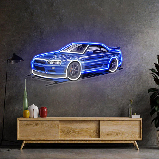 Sports Car Neon Sign UV Print Blue Sport Car Neon Game Room/Boy Room Decor Racing Car Bar Club Wall Decor Gift for Him
