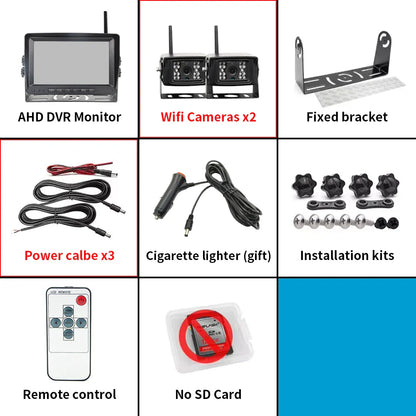 1280x720 High Definition AHD Wireless 7-inch Truck DVR Monitor Night Vision Reverse Backup Recorder Wifi Camera For truck