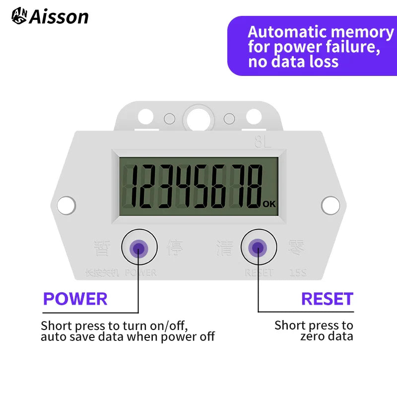 8-Digit Electronic Digital Counter Automatic Induction Electromagnetic Sensor High-Frequency Punch Counter Without Battery
