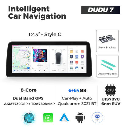 DUDUAUTO DUDU7 A7870 12.3-inch Universal Car Radio DVD Player Android 13 Wireless Carplay Navigation GPS Intelligent Systems