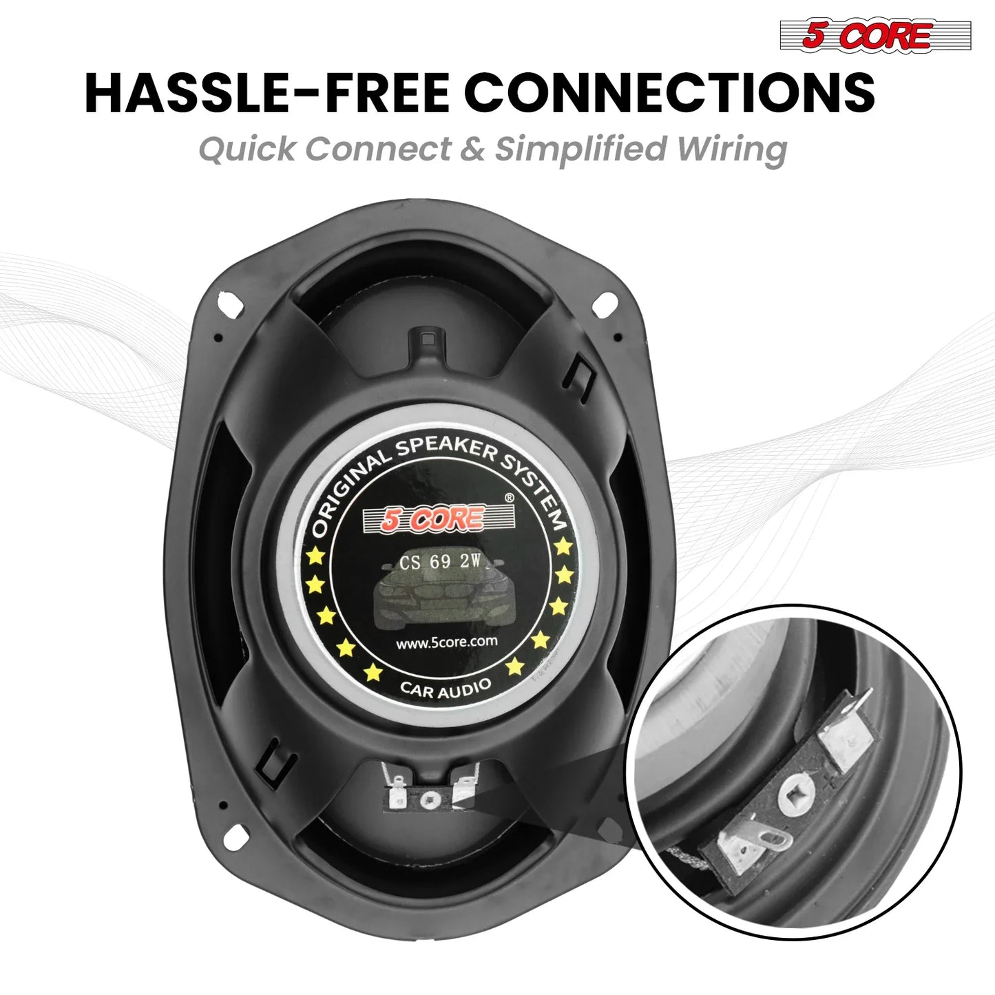 5 Core 6x9 Car Speaker 800W 4Ohm 2 Way Coaxial Speaker w Super Tweeter Universal Fit for Vehicle CS 69 2W