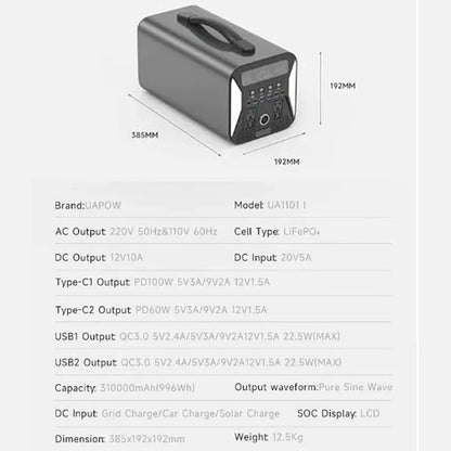 1000W Portable Power Station With 200W Solar Panel Lifepo4 Batteries for Camping Outdoor Solar Generater Pure Sine Wave