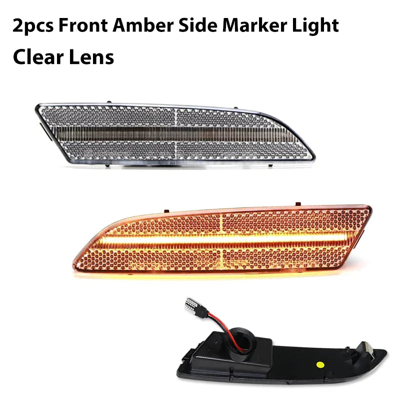 4PCS LED Side Marker light bumper front amber ＆ rear red turn Signal Lights for 2004 2005 2006 2007 -2008 Chrysler Crossfire