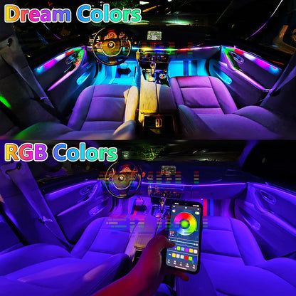For Volvo XC40 Car Interior Mood Ambient Light RGB 64-Color LED Smart Remote Control Atmosphere Lamp Energy Saving Kit