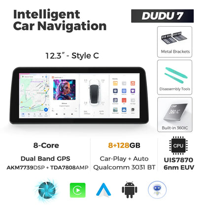 DUDUAUTO DUDU7 A7870 12.3-inch Universal Car Radio DVD Player Android 13 Wireless Carplay Navigation GPS Intelligent Systems