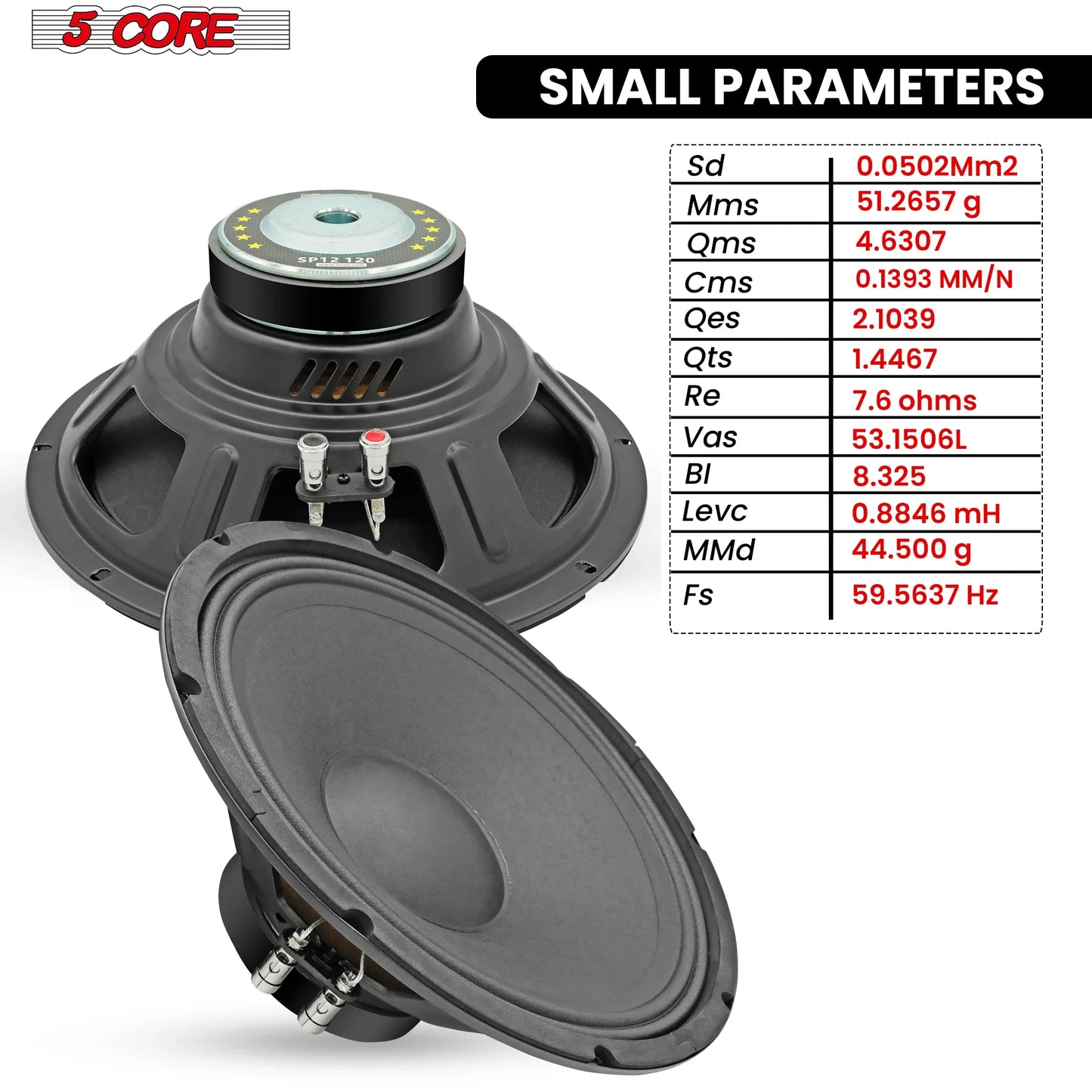 5 Core 12 Inch DJ Subwoofer Speaker 200W Peak 8Ohm Audio Replacement Sub woofer SP 12120