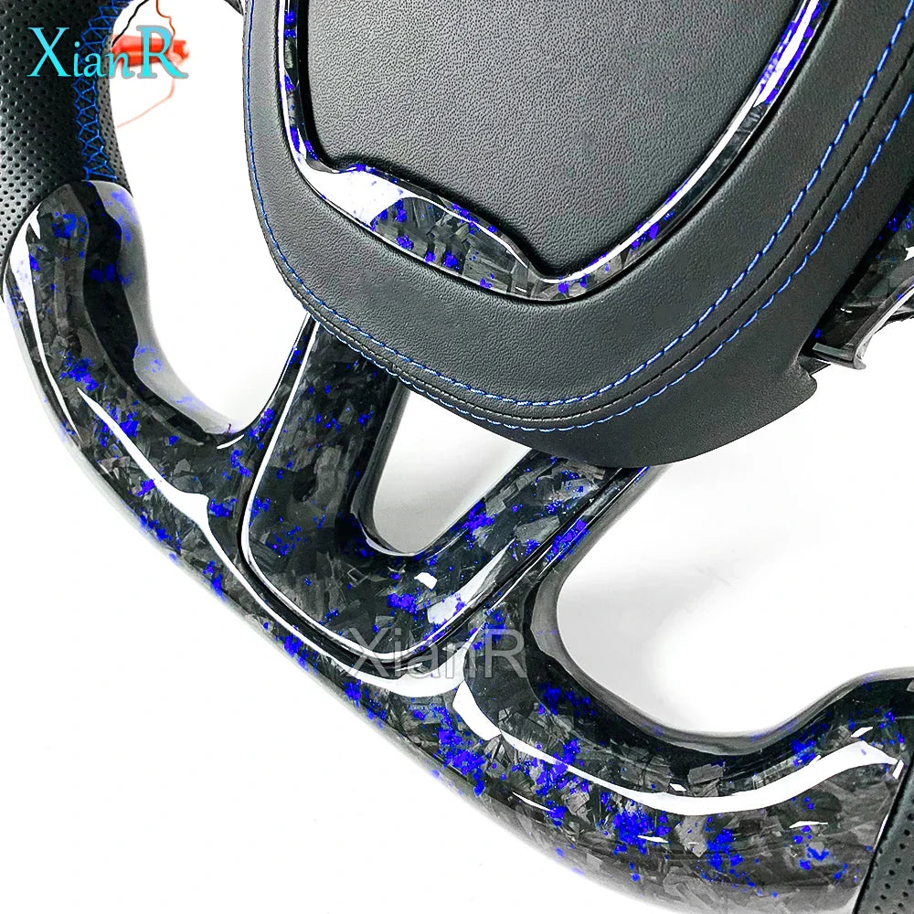 Car Interior Accessories for Dodge Challenger Charger Custom LED Blue Forged Carbon Fiber Steering Wheel for Jeep Cherokee