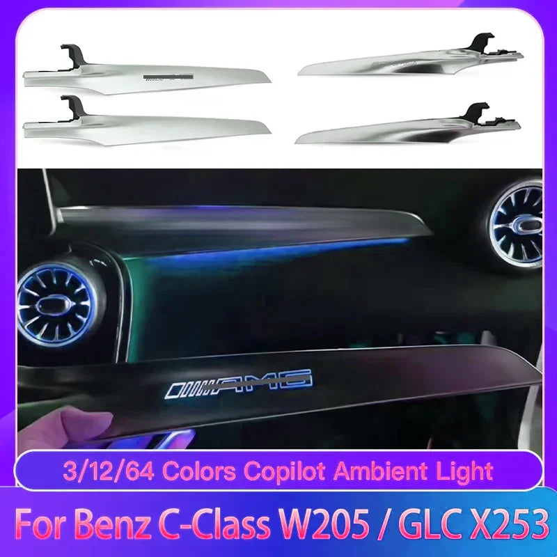 For Mercedes-Benz C/GLC class C300 C350e C400 C450 C43 C63 W205 X253 2014-2020 MB Co-pilot Neon Ambient Light LED 3/64 Colors