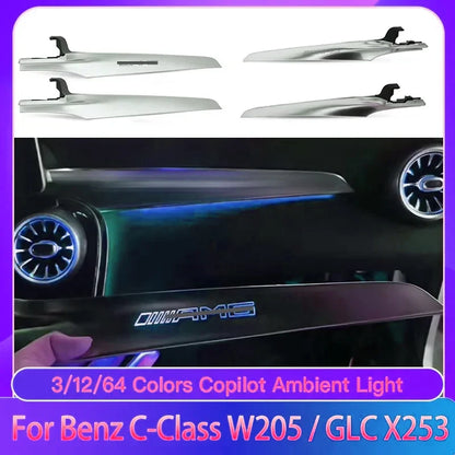 For Mercedes-Benz C/GLC class C300 C350e C400 C450 C43 C63 W205 X253 2014-2020 MB Co-pilot Neon Ambient Light LED 3/64 Colors
