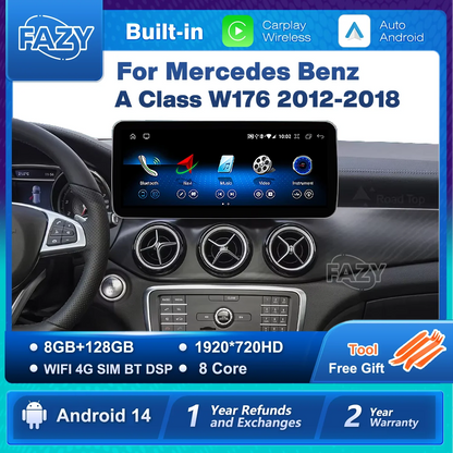Android 14 Car Radio Carplay Android Auto Touch Screen For Mercedes Benz A Class W176 Car Intelligent Systems 4G GPS Navigation