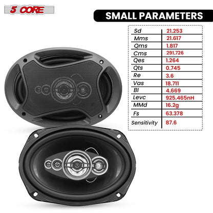 5 Core 6x9 Car Speaker 800W 4Ohm 2 Way Coaxial Speaker w Super Tweeter Universal Fit for Vehicle CS 69 2W