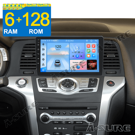 ASURE 8 Core 6+128GB Android 13 Car Radio Stereo for Nissan Murano 2009-2014 Wireless CarPlay Bluetooth WiFi 4G LTE GPS DSP
