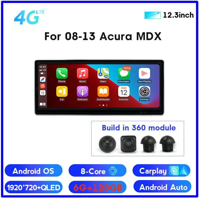 Android 13 For Honda Acura MDX 07 08 2009 2010 2011 2012 2013 intelligent Multimedia player Car Radio Audio GPS apple carplay