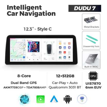 DUDUAUTO DUDU7 A7870 12.3-inch Universal Car Radio DVD Player Android 13 Wireless Carplay Navigation GPS Intelligent Systems