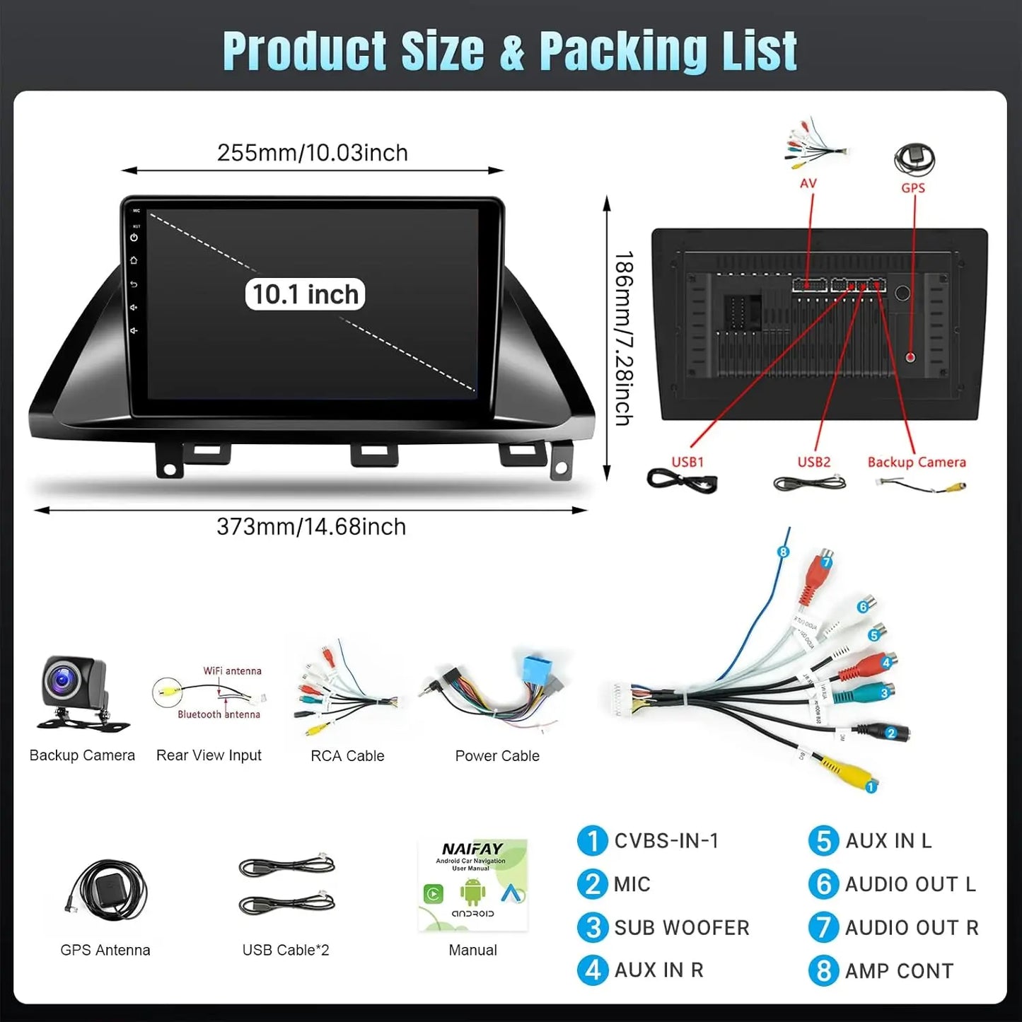 10.1" Wireless Car Stereo for Honda Odyssey 2005-2010 CarPlay Android Auto HD Touchscreen Car Radio with Rear Camera GPS WIFI FM
