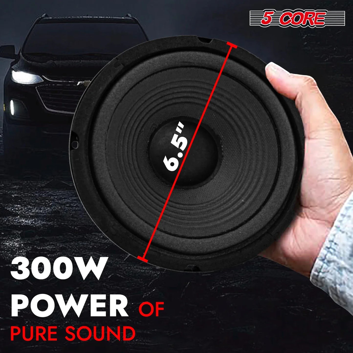 5 Core 6.5 Inch Subwoofer speaker 300Watt Car Subwoofer 4Ohm Replacement Sub Woofer WF 672 2 PCS