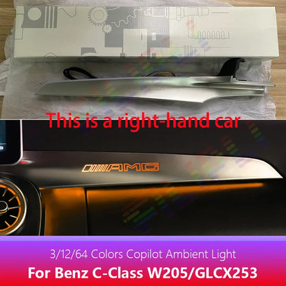 For Mercedes-Benz C/GLC class C300 C350e C400 C450 C43 C63 W205 X253 2014-2020 MB Co-pilot Neon Ambient Light LED 3/64 Colors