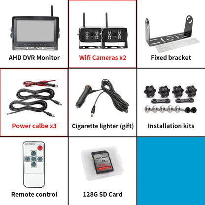 1280x720 High Definition AHD Wireless 7-inch Truck DVR Monitor Night Vision Reverse Backup Recorder Wifi Camera For truck