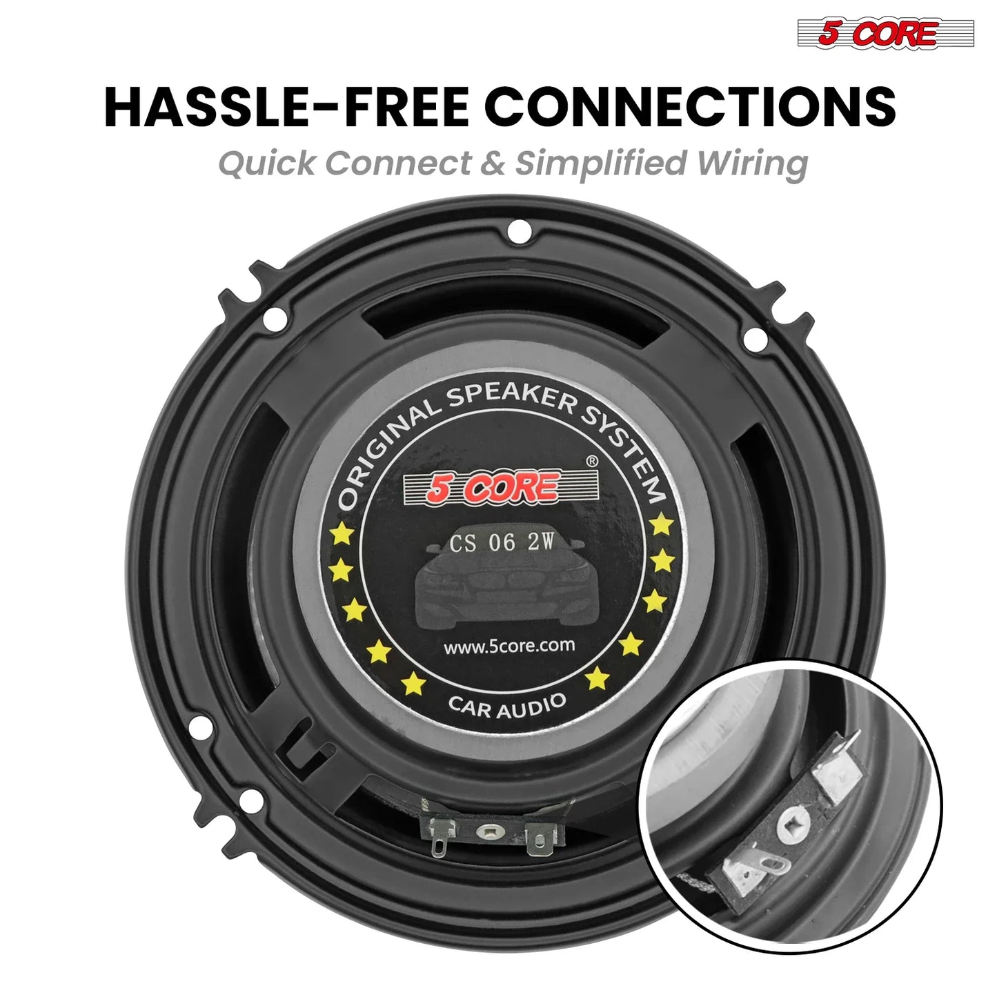 5 Core 2 Way 6" Car Speaker 500W Coaxial Component Speaker Universal Quick Easy Fit for Cars CS 06 2W