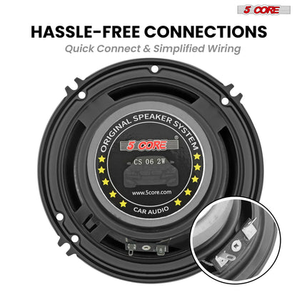 5 Core 2 Way 6" Car Speaker 500W Coaxial Component Speaker Universal Quick Easy Fit for Cars CS 06 2W