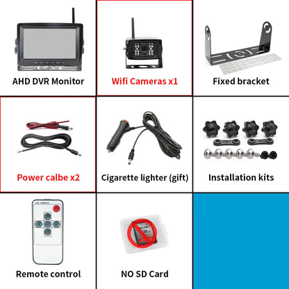 1280x720 High Definition AHD Wireless 7-inch Truck DVR Monitor Night Vision Reverse Backup Recorder Wifi Camera For truck