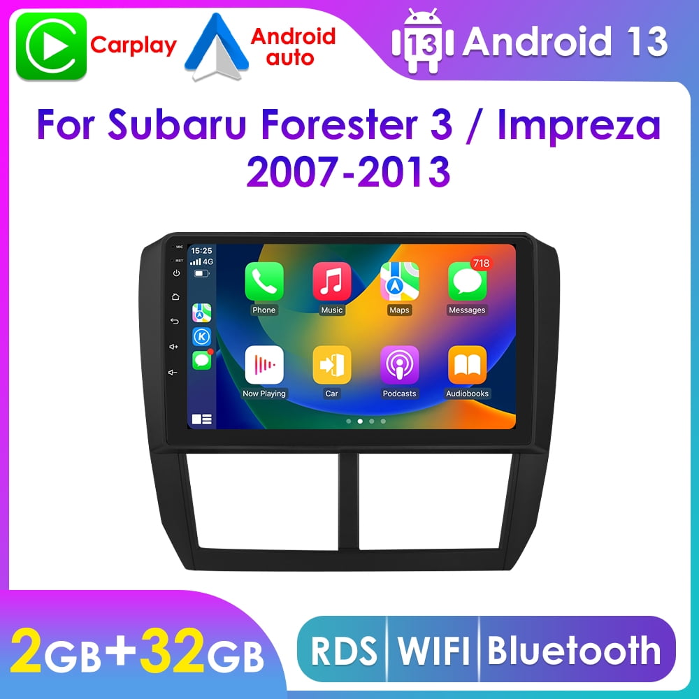 Android 13.0 Apple Carplay 2+32GB Wifi Bluetooth Car Stereo Radio Head Unit GPS Navigation Player For Subaru Forester 2008 2009 2010 2011 2012/ Impreza 2008-2011