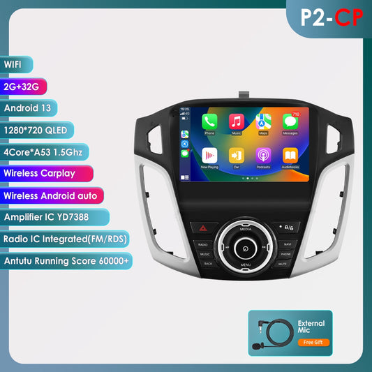 Android 13 Bluetooth Apple Carplay 4+64GB Wifi RDS Car Stereo Radio Head Unit Multimedia GPS Navigation Player For Ford Focus 3 MK3 2011 2012 2013 2014 2015 2016 2017 2018 2019