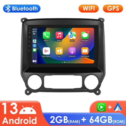 Android 13 Bluetooth Apple Carplay 2+64GB Wifi RDS Car Stereo Radio Head Unit Multimedia GPS Navigation Player For Chevrolet Silverado/ GMC Sierra 2014 2015 2016 2017 2018