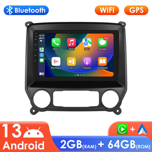 Android 13 Bluetooth Apple Carplay 2+64GB Wifi RDS Car Stereo Radio Head Unit Multimedia GPS Navigation Player For Chevrolet Silverado/ GMC Sierra 2014 2015 2016 2017 2018