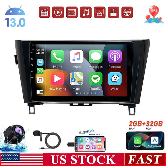 IKASEFU 10 Inch, Car Stereo Head Unit, Android 13 For Nissan Rogue X-Trail Qashqai 2014-2019