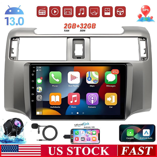 Android 13 Car Stereo for Toyota 4Runner 2009-2019 with Wireless CarPlay Android Auto, 9 inch Touch Screen Bluetooth GPS WiFi DSP 2G RAM 32G ROM Black Head Unit