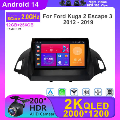 Android 14  For Ford Kuga 2 Escape 3 2012 - 2019 Car Stereo Unit Multimedia Radio Video Player GPS Wireless Carplay No 2din Ferrari   Android host