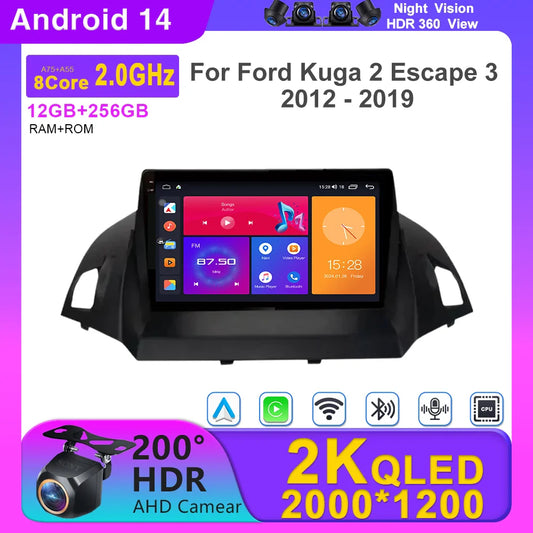 Android 14  For Ford Kuga 2 Escape 3 2012 - 2019 Car Stereo Unit Multimedia Radio Video Player GPS Wireless Carplay No 2din Ferrari   Android host