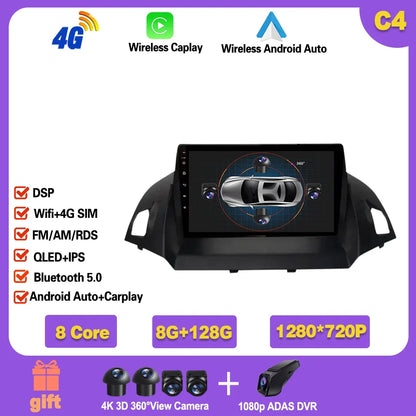 Android 14  For Ford Kuga 2 Escape 3 2012 - 2019 Car Stereo Unit Multimedia Radio Video Player GPS Wireless Carplay No 2din Ferrari   Android host