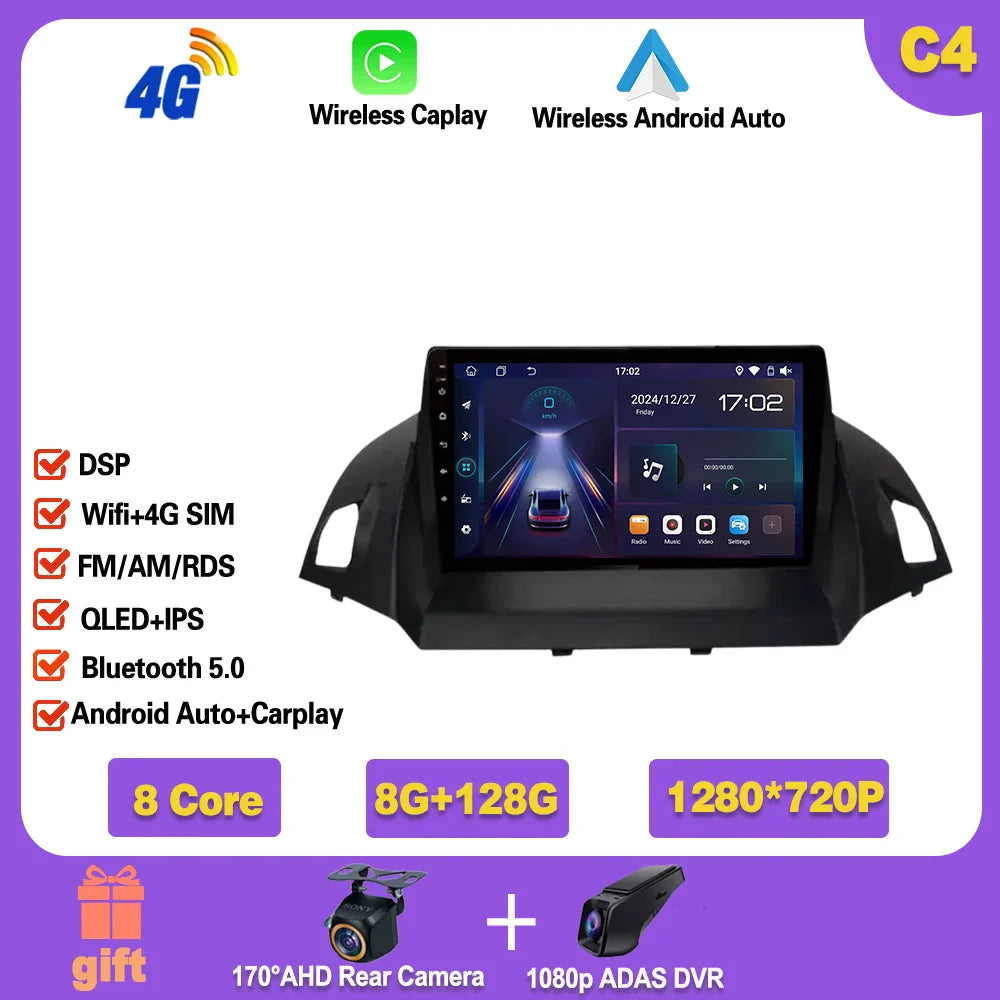 Android 14  For Ford Kuga 2 Escape 3 2012 - 2019 Car Stereo Unit Multimedia Radio Video Player GPS Wireless Carplay No 2din Ferrari   Android host