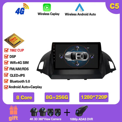 Android 14  For Ford Kuga 2 Escape 3 2012 - 2019 Car Stereo Unit Multimedia Radio Video Player GPS Wireless Carplay No 2din Ferrari   Android host