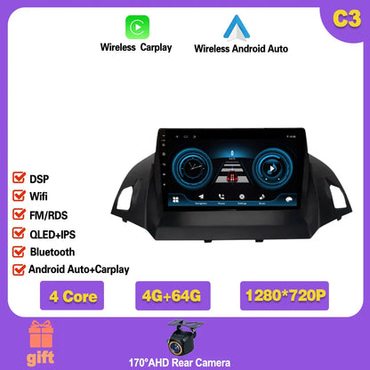 Android 14  For Ford Kuga 2 Escape 3 2012 - 2019 Car Stereo Unit Multimedia Radio Video Player GPS Wireless Carplay No 2din Ferrari   Android host