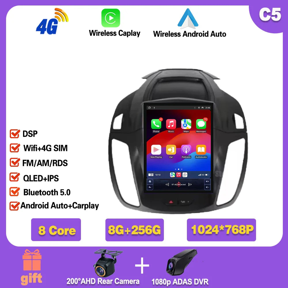 Android 14 For Ford Kuga 3 Escape 3 2012-2019 9.7 inch Car Radio Multimedia Video Player Stereo Navigation GPS WIFI Carplay Ferrari   Android host