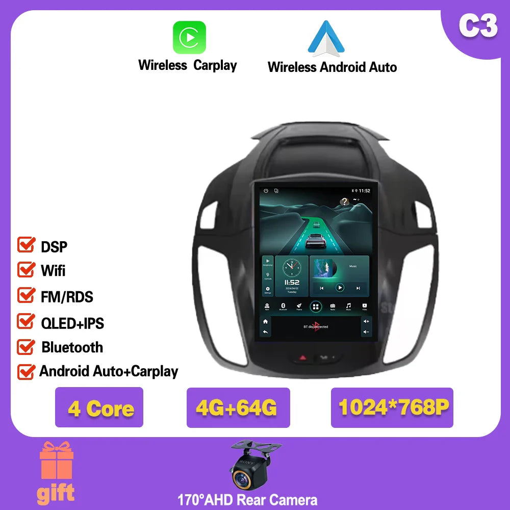 Android 14 For Ford Kuga 3 Escape 3 2012-2019 9.7 inch Car Radio Multimedia Video Player Stereo Navigation GPS WIFI Carplay Ferrari   Android host