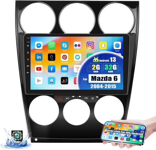 Android Car Stereo for Mazda 6 2004-2015 with Wireless Carplay&Android Auto 9 Inch Touch Screen Car Radio with Bluetooth FM/RDS Radio